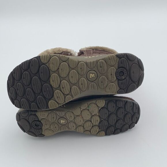 Merrell Women's Dark Brown quilted Winter Boots faux fur trim size 7.5 - Picture 11 of 12